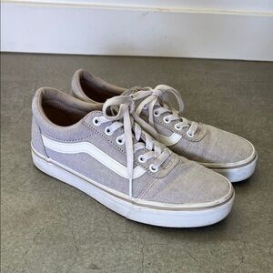 Vans Women's old Skool Low-Top Canvas Sneakers - Light Gray and White